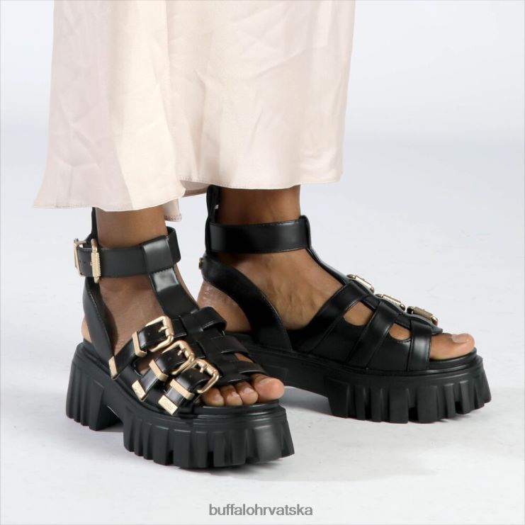 crno Buffalo veganske sandale s platformom lavlji zubi |sandale TDD6T159
